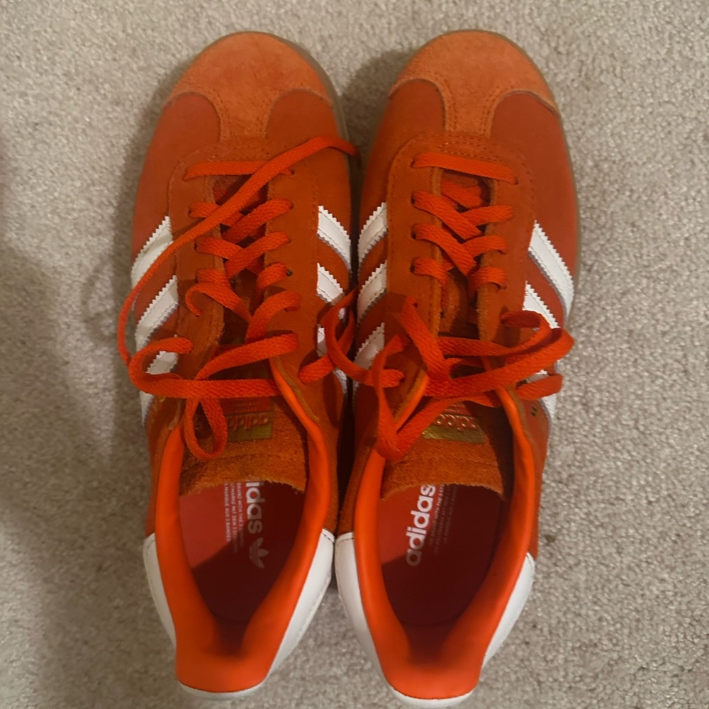Platform adidas Gazelle Orange Suede Low-Top Sneakers with White Stripes